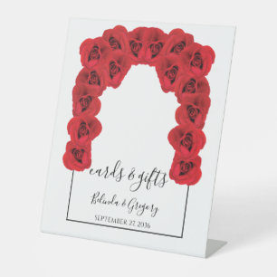 Rote Rosen Hochzeitskarten und Geschenke Sockelschild