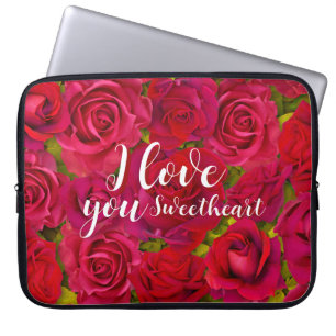 Rote Rosen Ich liebe dich Name Laptopschutzhülle