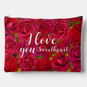 Rote Rosen Ich liebe dich Name Zubehörtasche