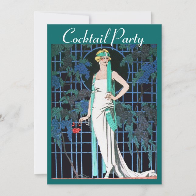 ROTE ROSEN im Cocktail-Party zum Abendessen zum Ju Einladung (Vorderseite)