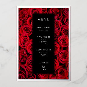 Rote Rosen Imitate Silver Black Luxury Wedding Men Folieneinladung