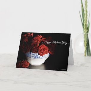 Rote Rosen in der Blue Bowl Mother Day Card Karte