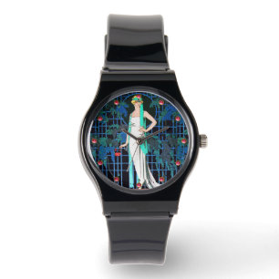 ROTE ROSEN IN DER NACHT, ART DECO SCHÖNHEIT ARMBANDUHR