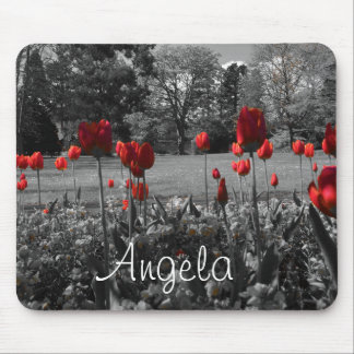 Rote Rosen in der Schwarzweiss-Gartenphotographie Mousepad