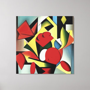Rote Rosen in einer geometrischen Abstrakten roten Leinwanddruck