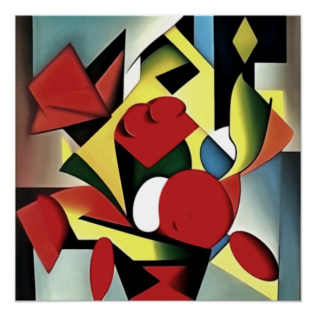Rote Rosen in einer geometrischen Abstrakten roten Poster (Vorderseite)