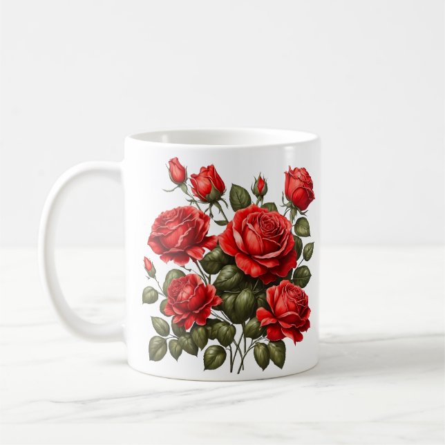 Rote Rosen Kaffeetasse (Links)