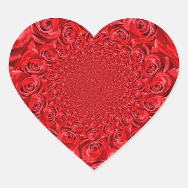 Rote Rosen Kaleidoskop: Happy Valentine's Day Art Herz-Aufkleber (Vorderseite)