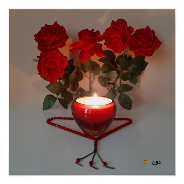 ROTE ROSEN & KANDLE POSTER (Vorderseite)