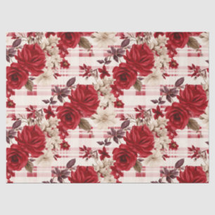 Rote Rosen karierte weiße Blume Seidenpapier