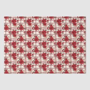 Rote Rosen karierte weiße Blume Seidenpapier