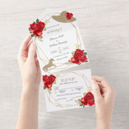 Rote Rosen Kentucky Derby Einladungen für Hochzeit