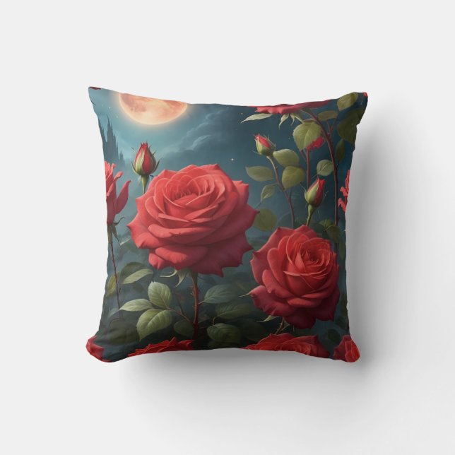 Rote Rosen Kissen (Vorderseite)