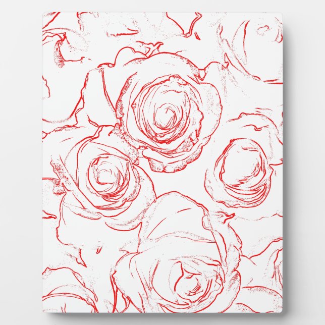 Rote Rosen Konturen Fotoplatte (Vorderseite)
