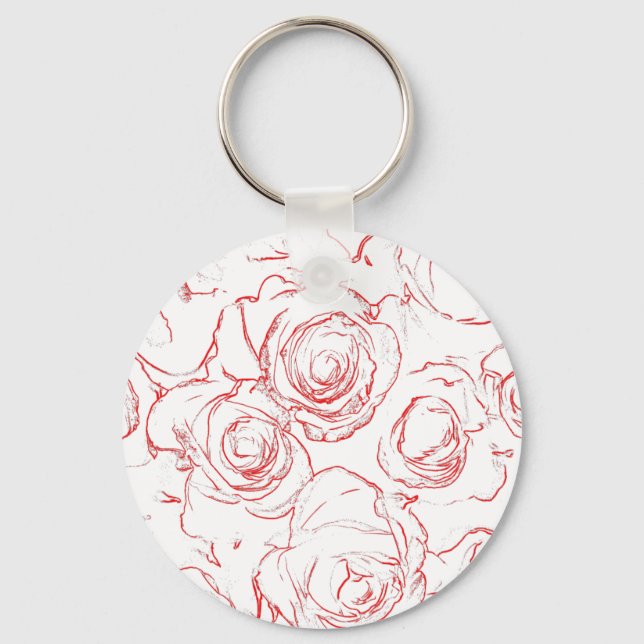 Rote Rosen Konturen Schlüsselanhänger (Vorderseite)