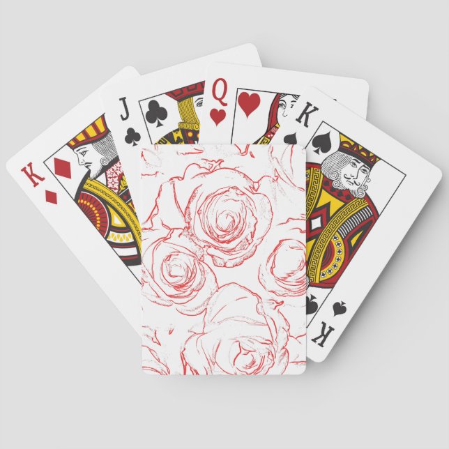 Rote Rosen Konturen Spielkarten (Rückseite)