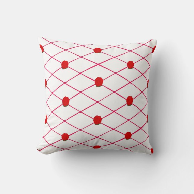 Rote Rosen Kriss Kreuzquilt Pattern Kissen (Vorderseite)