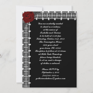 Rote Rosen Lattice Gothic Wedding Einladungen
