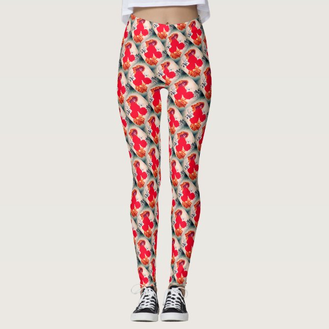Rote Rosen Leggings (Vorderseite)