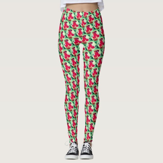 Rote Rosen Leggings (Vorderseite)