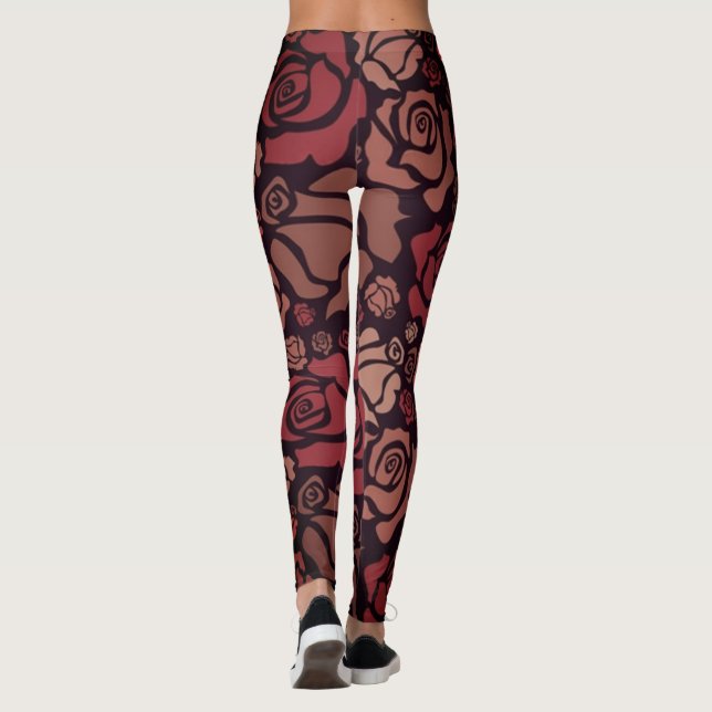 Rote Rosen Leggings (Rückseite)