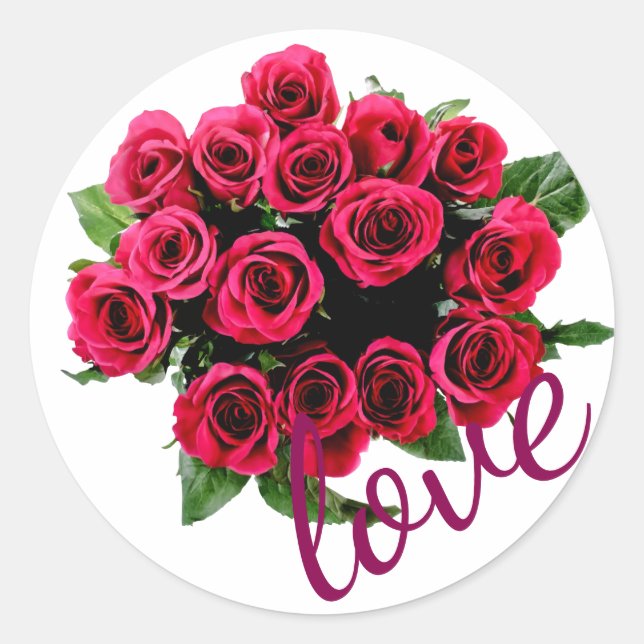 Rote Rosen, Liebe auf White Wedding Stickers (Vorderseite)