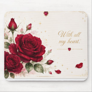 Rote Rosen-Liebenotizen Weibliche Blumenmauspad Mousepad