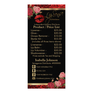 Rote Rosen Lippen Glitzer - Schwarzes Produkt / Pr Werbekarte