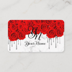 Rote Rosen Marble Initial Visitenkarte