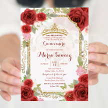 Rote Rosen Mexikanische Girl Mis Quince Einladung