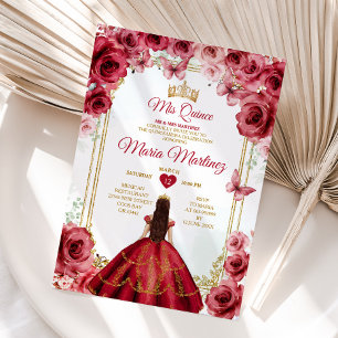 Rote Rosen Mexikanische Prinzessin Quiñceanera Einladung