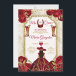 Rote Rosen Mis Quince 15 Anos Gold Crown Glitzer Einladung<br><div class="desc">Quinceañera Rote Rosen Gold Crown Einladung Mis Quince 15 Anos,  16. Geburtstag, </div>