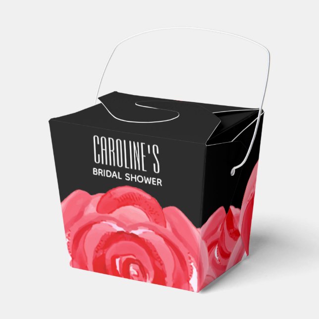 Rote Rosen mit Aquarellfarben Geschenkschachtel (Vorderseite)