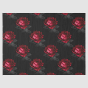 Rote Rosen mit grauen Blätter auf Black Decoupage Seidenpapier