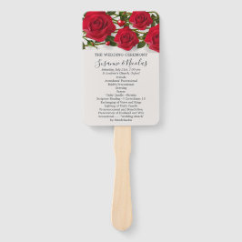 Rote Rosen mit Herz Hochzeitsprogramm Fächer