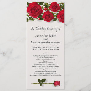 Rote Rosen mit Herzen Hochzeitsprogramm Programm
