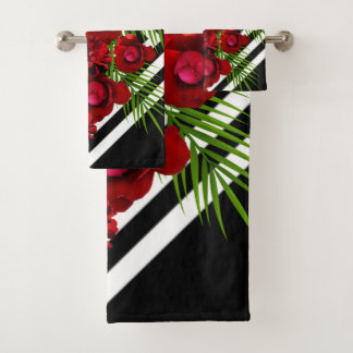 Rote Rosen modern Badhandtuch Set