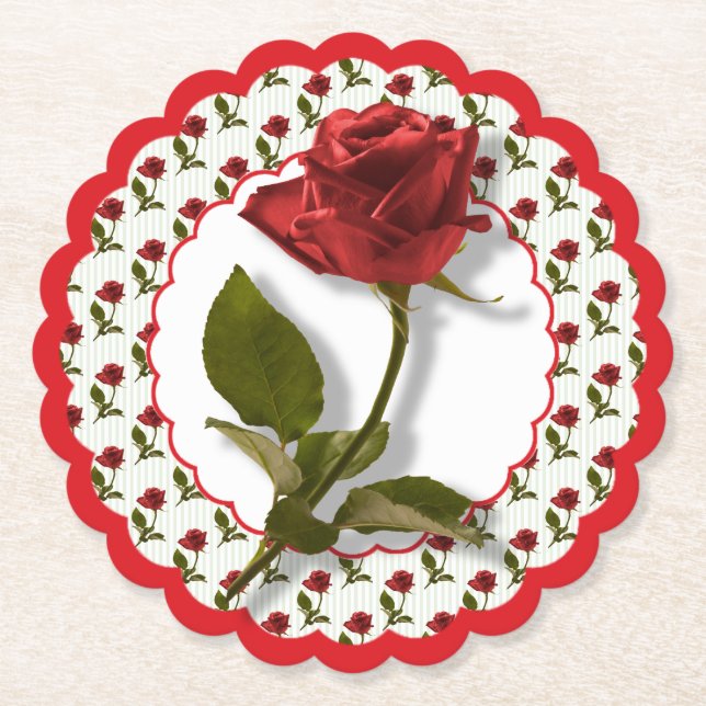 Rote Rosen Muster - Blumenfotografie - Scallope Untersetzer (Vorderseite)