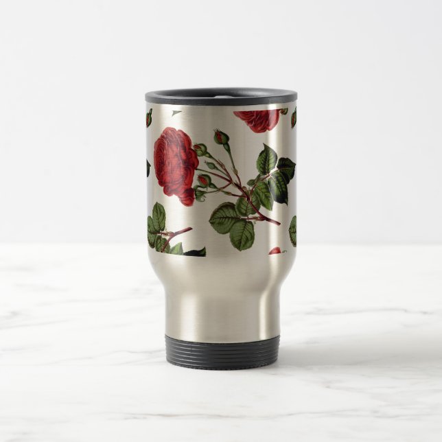 Rote Rosen Muster Reisebecher (Mittel)
