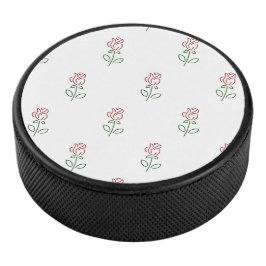 Rote Rosen, Muster von Rose, Blume Eishockey Puck