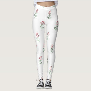 Rote Rosen, Muster von Rose, Blume Leggings