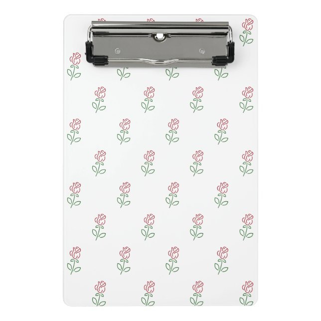Rote Rosen, Muster von Rose, Blume Mini Klemmbrett (Vorderseite)