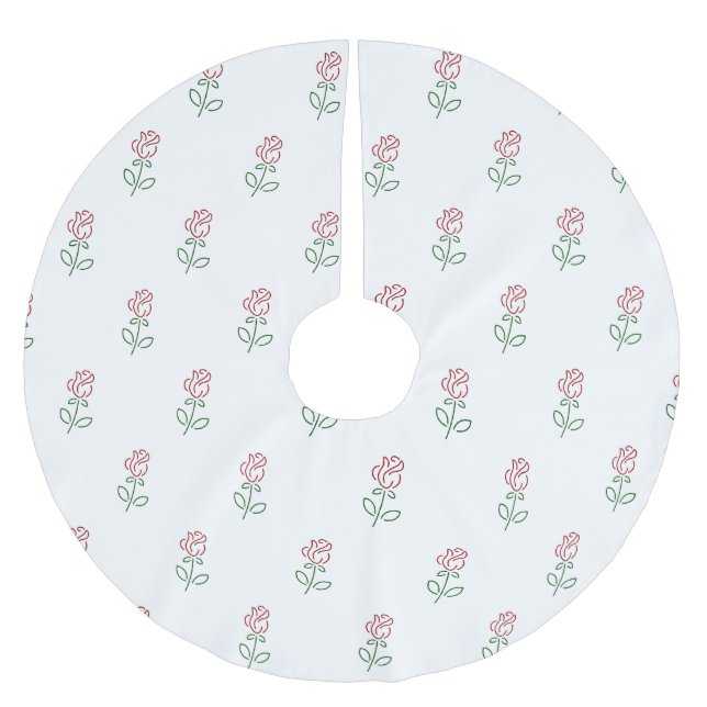 Rote Rosen, Muster von Rose, Blume Polyester Weihnachtsbaumdecke (Vorderseite)