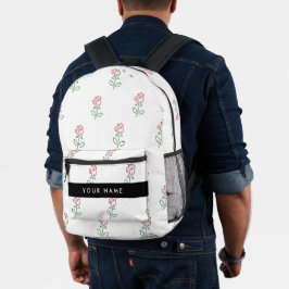 Rote Rosen, Muster von Rose, Ihr Name Bedruckter Rucksack