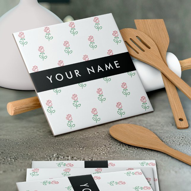 Rote Rosen, Muster von Rose, Ihr Name Fliese (Von Creator hochgeladen)