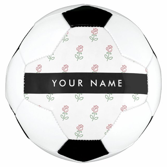 Rote Rosen, Muster von Rose, Ihr Name Fußball (Vorderseite)