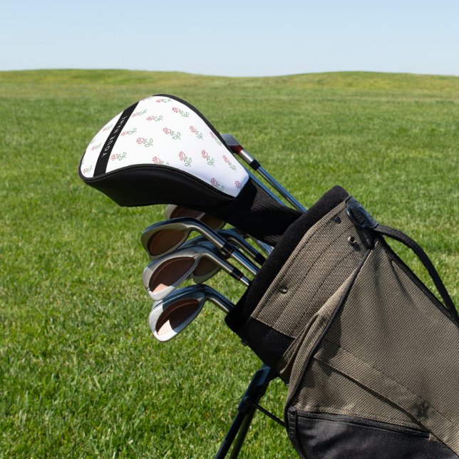 Rote Rosen, Muster von Rose, Ihr Name Golf Headcover (In SItu)