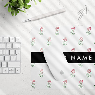 Rote Rosen, Muster von Rose, Ihr Name Mousepad