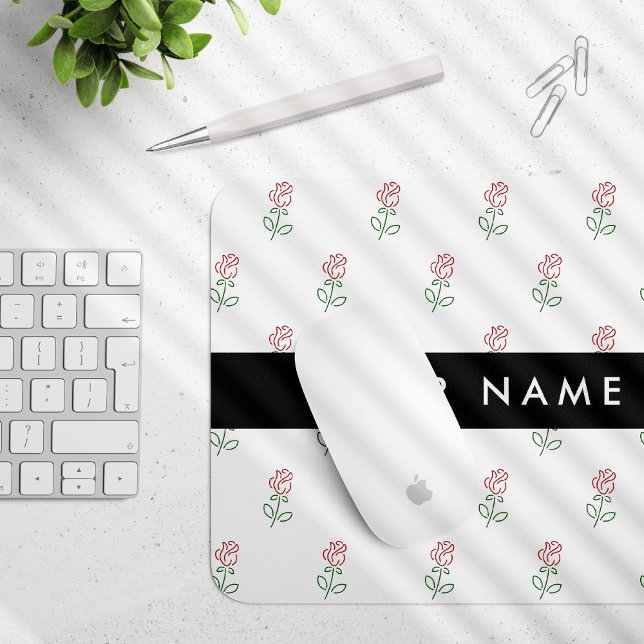 Rote Rosen, Muster von Rose, Ihr Name Mousepad (Von Creator hochgeladen)