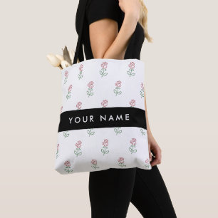 Rote Rosen, Muster von Rose, Ihr Name Tasche